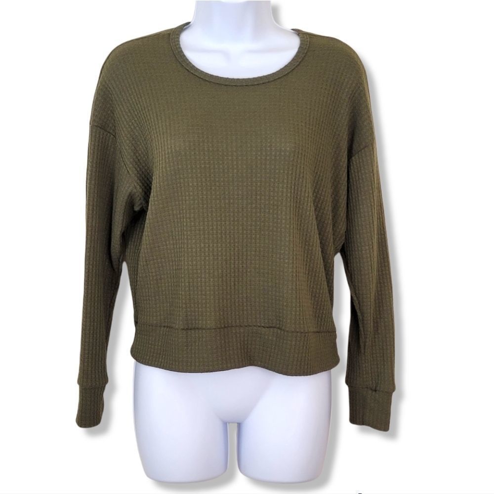 Sweet Lilac long-sleeved draped open cross back green top size S